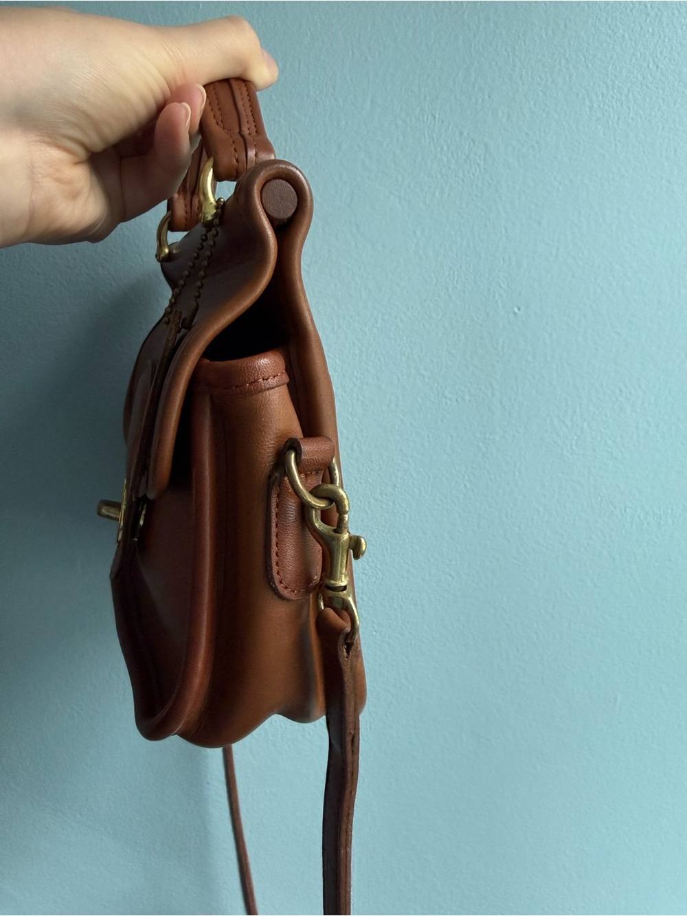 Vintage Coach Bag Winnie Mini Willis Style #9023 Brown Leather Crossbody 1990s - Picture 7 of 14